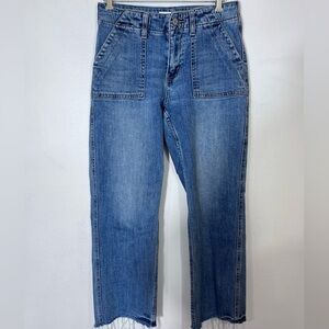 Vervet Womens High Rise Raw Hem Cropped Wide Leg Jeans Women’s 25‎